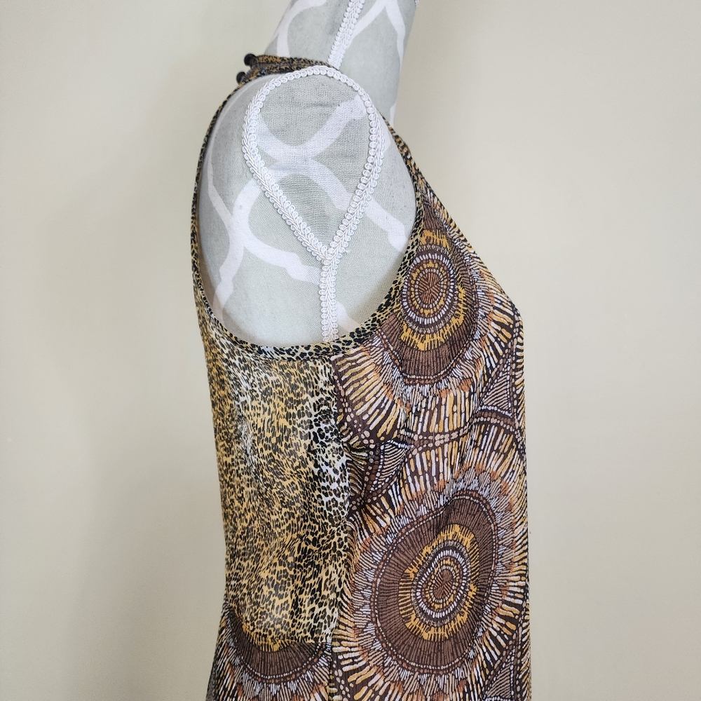 Vintage Joseph Ribkoff Layered Dress Size 10 Tribal Cheetah Print Brown - Picture 10 of 15